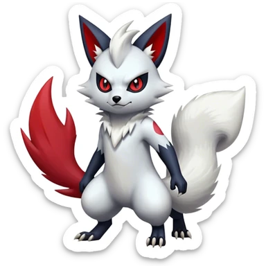 Epic Shiny Cool Edgy Badass Zangoose-Zorua-Pokemon-fakemon-hybrid-animal Full Body  sticker