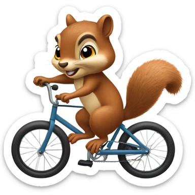 Squirrel riding a bike sticker