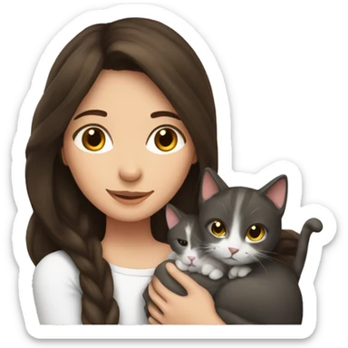 Brunette Girl and cats snuggling sticker