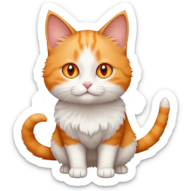 full body small short hair ginger and white cat with orange eyes  sticker