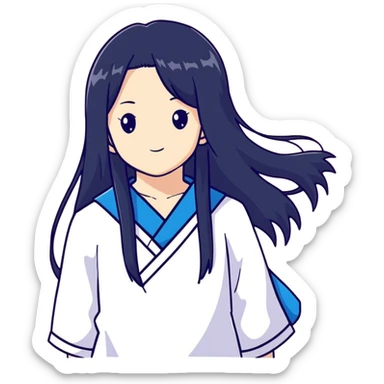 Sawako, anime girl with long black hair sticker