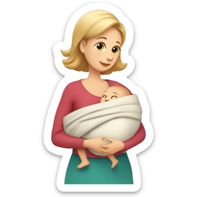 European Babywearing mom with baby and wrap, good pozitions sticker