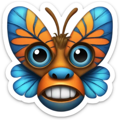 Tiki with colors blue and orange-butterfly-tornado-fun-love-eyelasch sticker