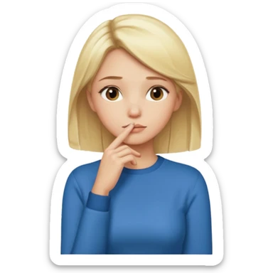 Cewe Overthinker rambut blonde tangannya di dagu lagi mikir bajunya disesuain sticker