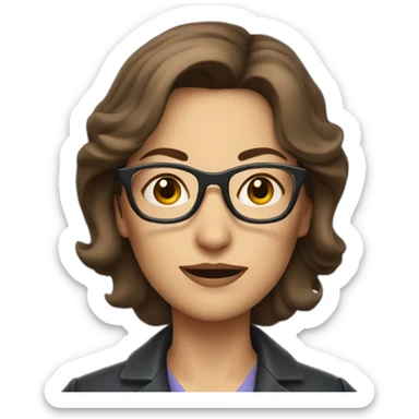 middle-aged detective woman with brown midhair and glasses sticker