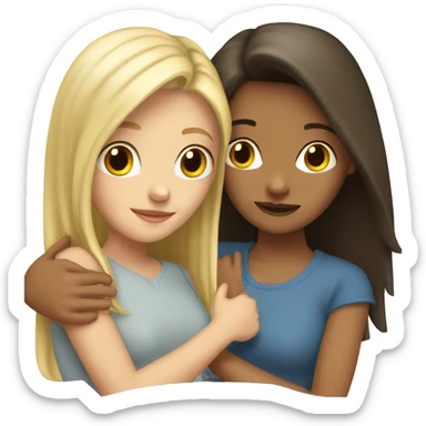 brunette girl hugs blonde girl sticker