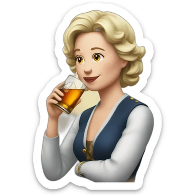 Elisabeth Levi drinking whisky sticker