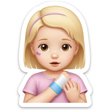 Cute baby girl with a bandaid sticker