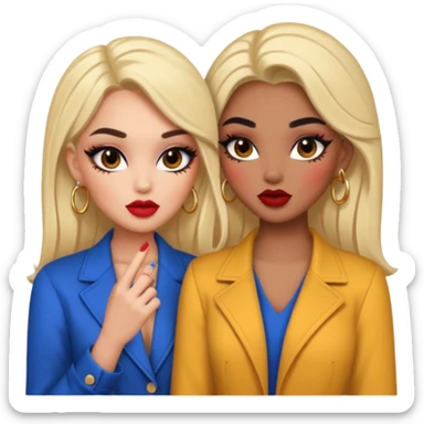 Boujy baddie best friends gossiping, trendy heavy makeup sticker