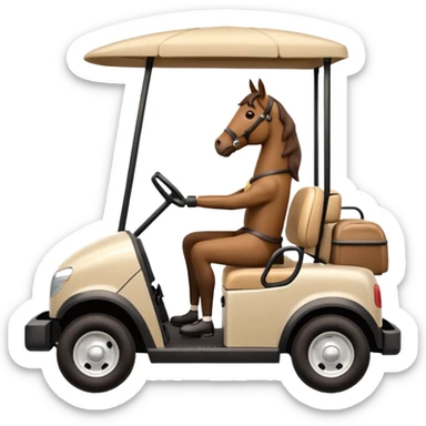 Horse driving a golf cart ￼ sticker