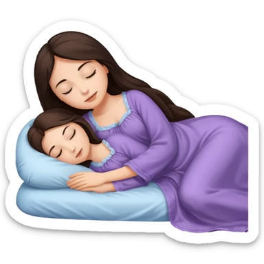 Mujer de pelo cafe oscuro y largo, y tez blanca. Se acuesta a dormir sticker