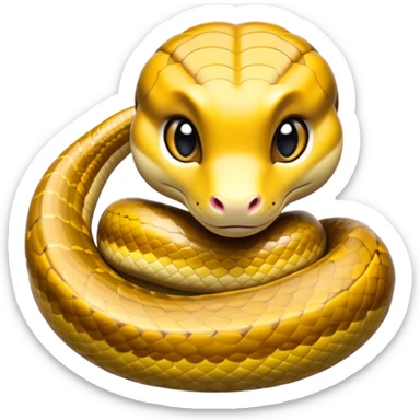 cinematic-cute-anaconda-portrait-emoji,-head-tilted-playfully-and-inquisitively,-with-a-sleek,-shimmering-body-adorned-with-detailed-scale-sriped patterns-and-round,-sparkling-eyes-full-of-wonder,-simplified-yet-irresistibly-adorable-features sticker