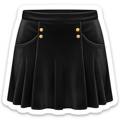 super realistic black velvet mini skirt isolated sticker