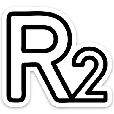 capital letter R and number 2 together, modern and minimal, suitable for an icon or logo sticker