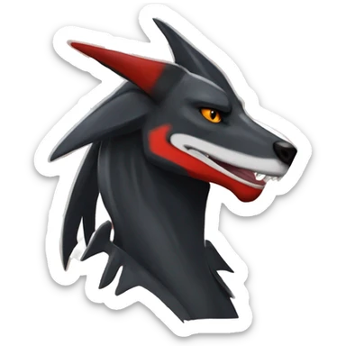 Black Cool Edgy Nargacuga-Houndoom-Garchomp Fakémon with Red and white Edgy markings sticker