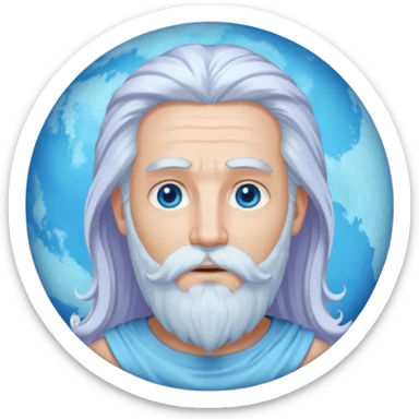 Uranus, God of Sky from Gods and Goddesses with long white hair and beard, pale periwinkle outfit sticker