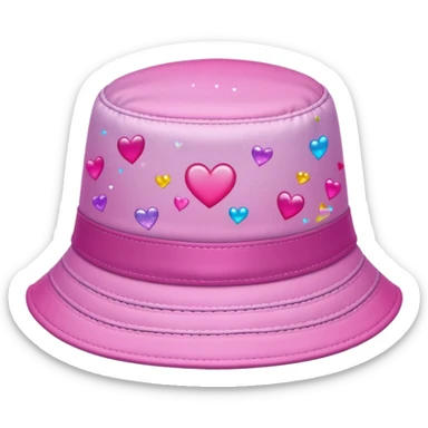 Pink ombre bucket hat with hearts and glitter sticker