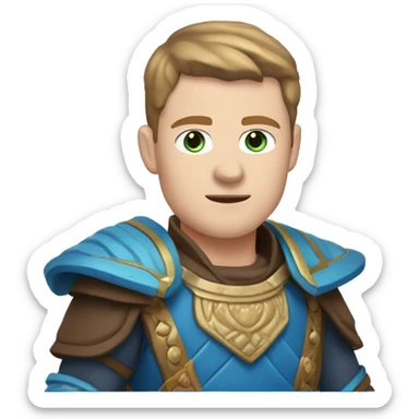 British white male with skin fade brown hair and blue eyes wearing a Mongolian warrior outfit sticker