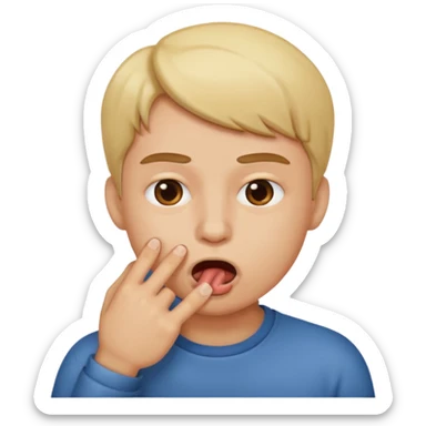 Mordendo um dedo dentro da boca com emoji sticker