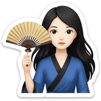 long haired folding fan holder sticker