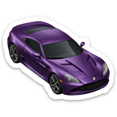 Realistic metallic dark plum purple sports car with black details sticker