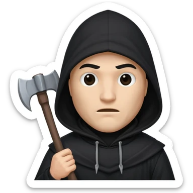 an executioner with a black hood on his face so we can't see his face but only his eyes and an axe in his hand sticker