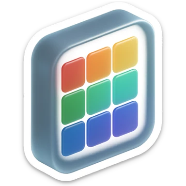 matte glass style 3D object with a colorful tile pattern visible inside sticker