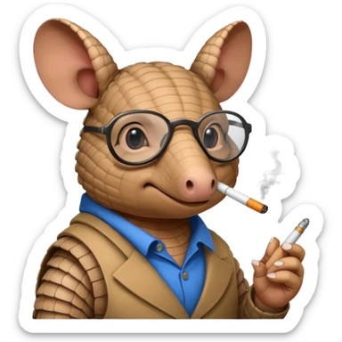 curious hacker armadilloarmadillo smoking cigarette whos always coding 24/7 sticker