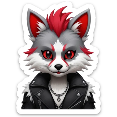 Anthropomorphic Anthro Furry punky gothic black white and red badass cool stylish handsome smexy Animal-furry-fursona sticker