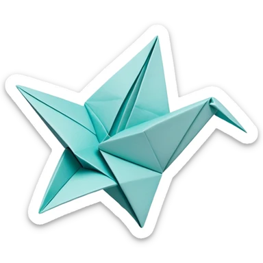 Cinematic Realistic depiction of an elegant origami creation, rendered with delicate paper textures and intricate folds, set on a minimalist background with soft, diffuse lighting that accentuates its artistic precision sticker