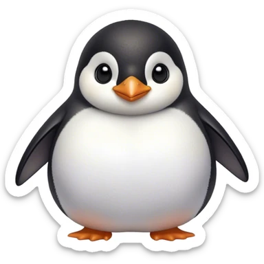 Cinematic chubby penguin, round fluffy body, tiny beak and feet, soft glowing feathers, gentle happy eyes, slightly tilted head, warm and irresistibly cute. sticker