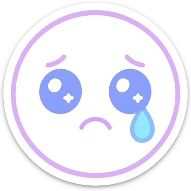 sad crying emoji, expressive face, single tear sticker