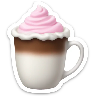 Hot cocoa with pink whipped cream sticker