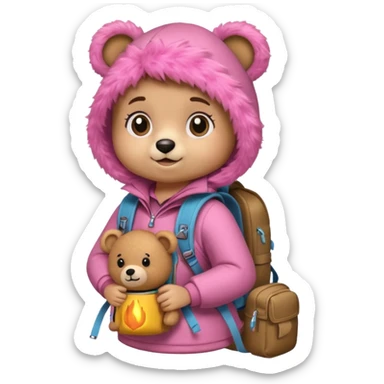 A girly Teddy bear camping sticker