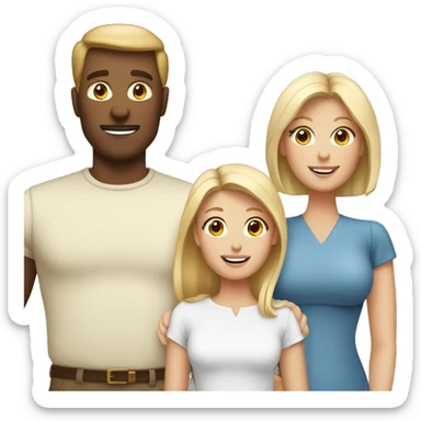 a four person white family with a brunette mom and dad and two blonde daughters sticker
