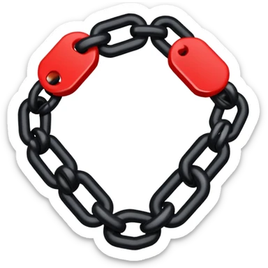 iOS sticker, broken chain, black links, red break, minimal sticker