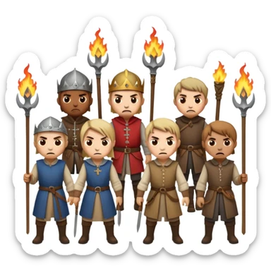 les villageois qui certains ont des fourches d'autres des torches sapé en moyen age sticker