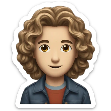 Eddie Munson Joseph Quinn with curled long hair stranger things sticker
