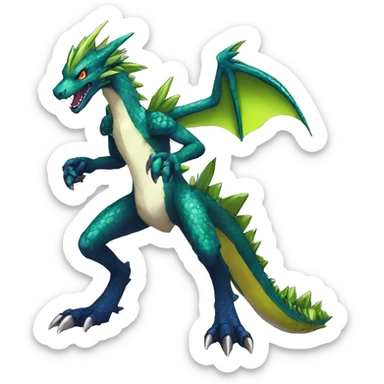  Edgy Shiny Colorful Digimon-Fakemon-Reptile-Dragon-Sergal full body sticker