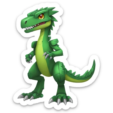  Edgy Green Digimon-Fakemon-Velociraptor-Dragon-Mecha full body sticker