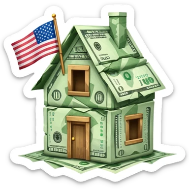 usa flag money house sticker