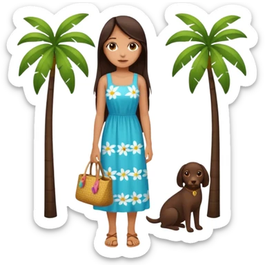 Can you make a girl with dark brown eyes with dark brown hair straight long hair with fully body  sticker