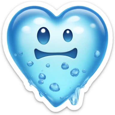 Blue clear Heart made out of water  sticker