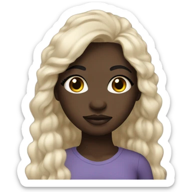 Darkskin girl with lashes and long 4C hair sticker