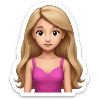 Ariana Grande with long dark blonde hair, dark pink dress sticker