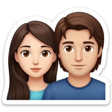beautiful girl with long dark brown hair and her boyfriend a man with brown hair sticker
