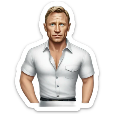 actor daniel craig cartoon wearing shirt sticker