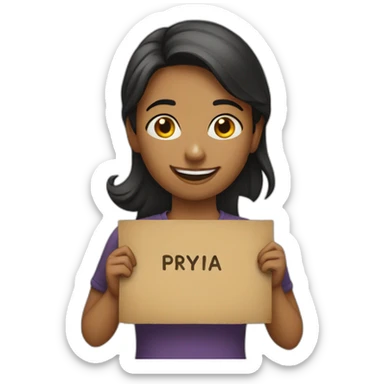 Person holding a sign that has “Happy Birthday Priya” sticker