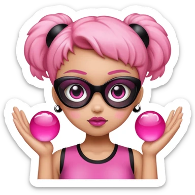 Light skin power puff girl wearing pink with black glass sticker