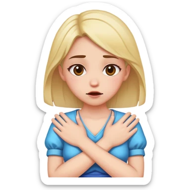 Girl, cross her both arm in chest, to gag sticker